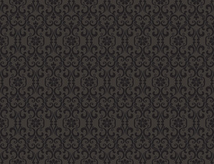 Obraz na płótnie Canvas Thai vintage seamless pattern vector abstract background, black on gray