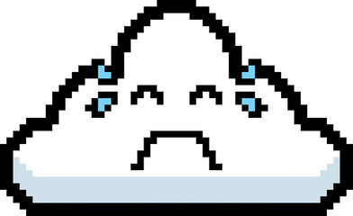 Fototapeta premium Crying 8-Bit Cartoon Cloud