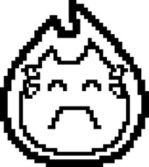 Obraz premium Crying 8-Bit Cartoon Flame