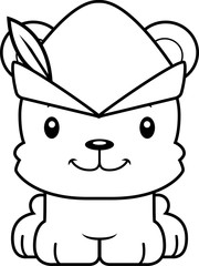 Cartoon Smiling Robin Hood Bear