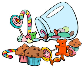 candy group cartoon illustration