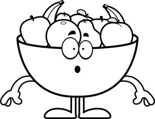 Surprised Cartoon Bowl of Fruit