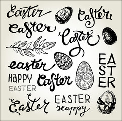 Hand drawn doodle easter set. Vector illustration. © jane55