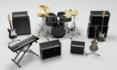 isolated music band equipment