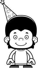 Cartoon Smiling Wizard Chimpanzee