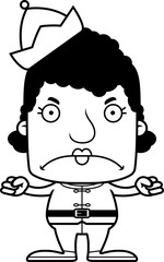 Cartoon Angry Xmas Elf Woman