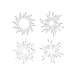 Outline firework explosion shapes isolated on white.