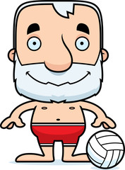 Cartoon Smiling Beach Volleyball Player Man