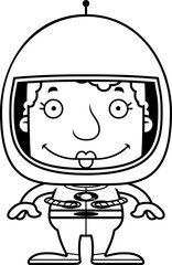 Cartoon Smiling Astronaut Woman