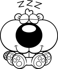 Cartoon Beaver Kit Napping