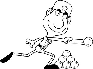 Cartoon Christmas Elf Snowball Fight