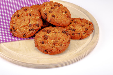 Chocolate biscuit on a checkered napkin