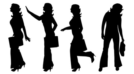 Vector silhouette of woman on white background.