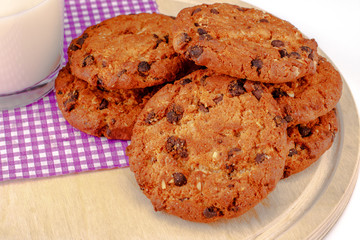 Chocolate biscuit on a checkered napkin