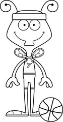 Cartoon Smiling Basketball Player Fly