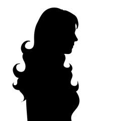 Vector silhouette of woman on white background.