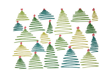 New Year's Christmas tree with balls and numbers 2018 painted with watercolor markers on a white background