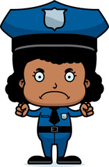 Cartoon Angry Police Officer Girl
