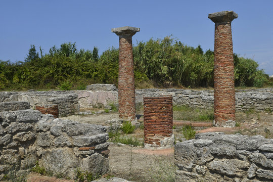 Italy, .Paestum; archeological site.