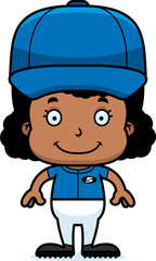 Cartoon Smiling Baseball Player Girl
