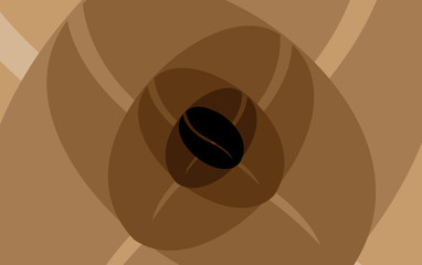 Coffee beans on a brown background - vector pattern