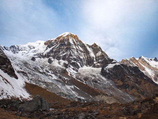 Obraz premium Mountain range view from Annapurna base camp