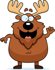 Fototapeta premium Cartoon Moose Waving