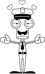 Cartoon Police Officer Robot Hug