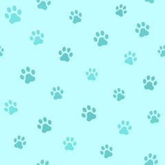 Dog paw track. Seamless animal pattern of paw footprint. Vector