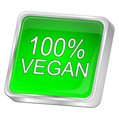 100% Vegan Button - 3D illustration