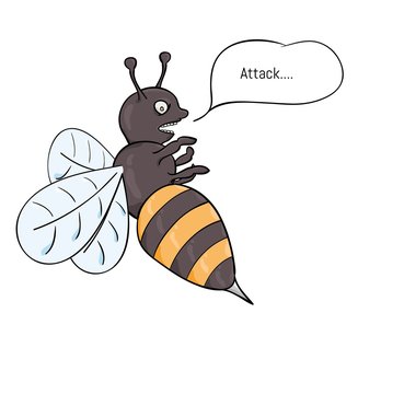 aggressive wasp attacking