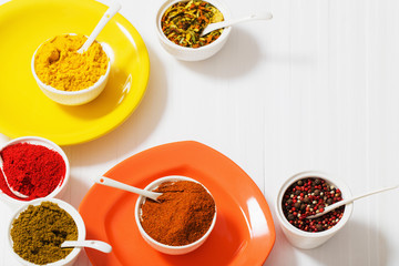 spices on white background
