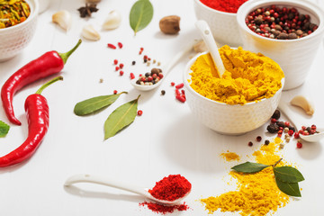 spices on white background