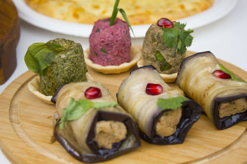 Eggplant rolls with nuts. Dish of Georgian cuisine