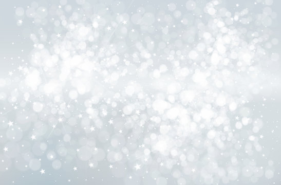 Vector gray, stars, bokeh background for Christmas design.