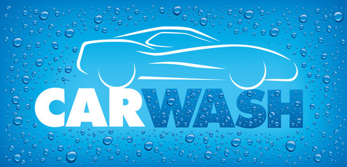 Naklejka premium koncepcja myjni samochodowej z wieloma kroplami wody
