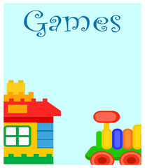 Games for Children Poster with House and Train