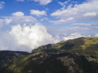 Obraz na płótnie Canvas forest and hills aerial 