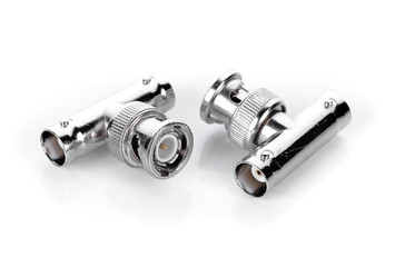 bnc connector3 way  isolated on white background