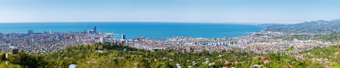 Batumi, Georgia - 26 April, 2017: Aerial view of downtown of Batumi - capital of Adjara, Georgia