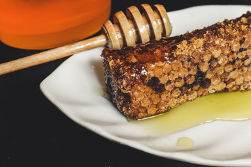 fragrant and fresh honey in the wax