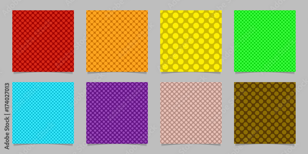 Poster simple abstract seamless polka dot background pattern design set - squared vector graphics from colo