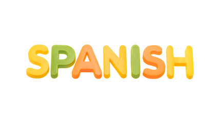 SPANISH word written in colourful plastic letters