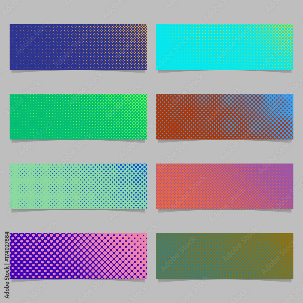 Poster digital abstract halftone dot pattern banner template background design set - horizontal rectangle v