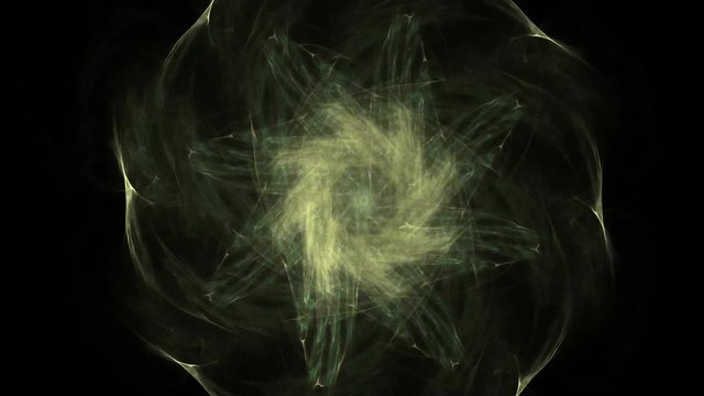 Abstract fractal golden background with crossing circles and ovals. Motion illustration.
