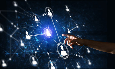 Creating modern wireless technologies as means of communucation and networking on dark background