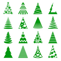 Christmas trees icon set