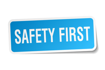 safety first square sticker on white