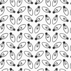 Lamp, light bulb with heart seamless pattern design. Hand drawn doodle light bulb icon. Concept of big idea inspiration, innovation, love. Vector illustration. Idea and love symbol. Sketch.  