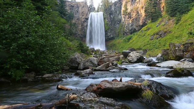 High definition 1080p movie with audio of beautiful Tumalo Falls west of Bend Oregon hd United States